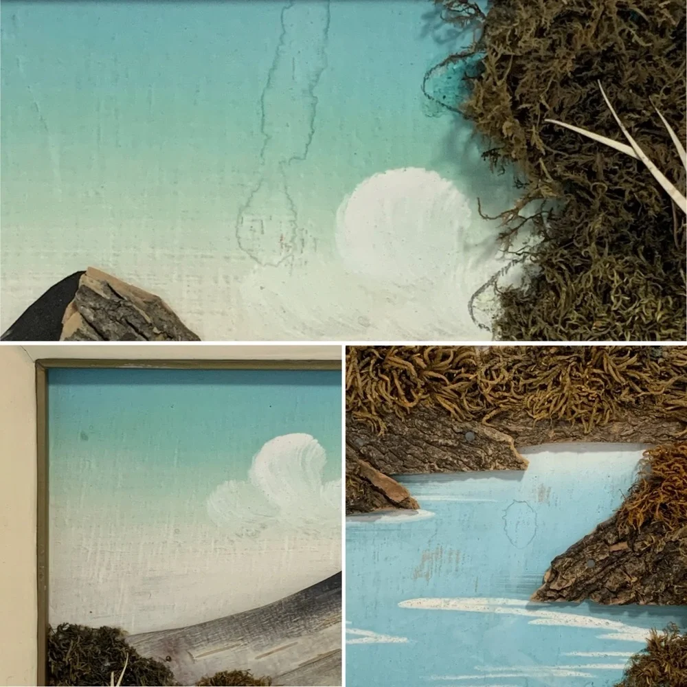 Vintage 50’s Japanese 3-D Landscape Bark & Moss Art - Picture 9 of 16